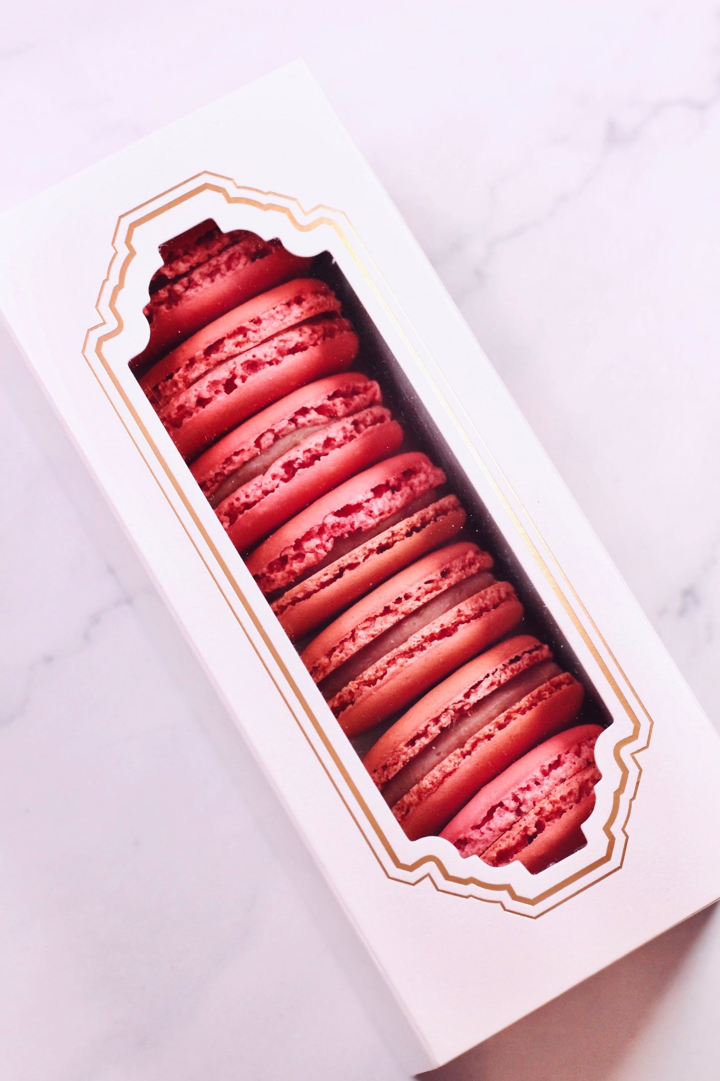 Macaron Gift Box - 7 Raspberry Macarons - Mailbox Macarons