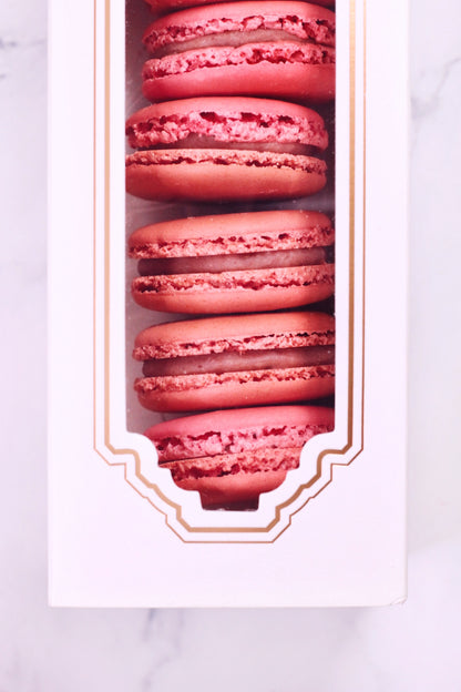 Macaron Gift Box - 7 Raspberry Macarons - Mailbox Macarons